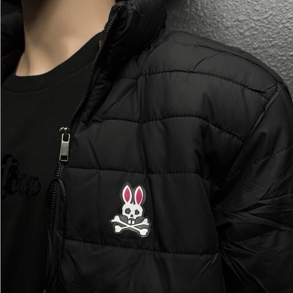 New Psycho Bunny Puffer Jacket Size Medium (Black) Mens Full Zip Jacket - Picture 2 of 3